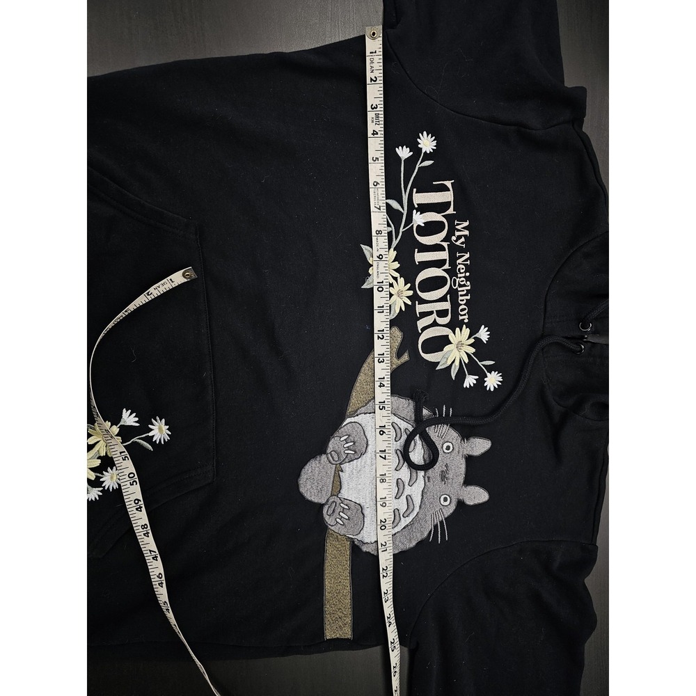 My Neighbor Totoro Hoodie Womens‎ Large Black Floral Her Universe Embroidered - Picture 5 of 11